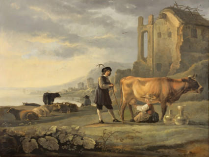 Landscape with Maid Milking a Cow, c1655. Creator: Aelbert Cuyp.