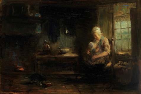 The Young Mother, 19th or 20th century. Creator: Jozef Israels.