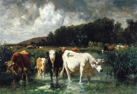 Landscape with Cattle, c1850-1890. Creator: Emile van Marcke de Lummen.