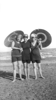 Beach goers, possibly Kirra Beach, Gold Coast, Queensland, 1925. Creator: Jack Bain.