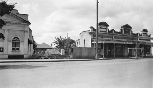 ANZ Bank (Old and New), Formerly - Bank of Australasia, Childers, Queensland, 1954. Creator: Jack Bain.