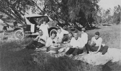 Camping/picnicking at Toogoolawah headwaters of the Brisbane River, 1928. Creator: Isabel Edith Doris Francis.