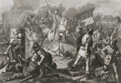 The Navarrese shake off the French yoke, Spain. Middle Ages, 1853. Creator: Antonio Roca Sallent.