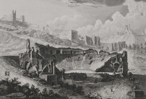 Ruins of the Roman theatre, built around 50 AD, Sagunto, Spain, 1852. Creator: Antonio Roca Sallent.