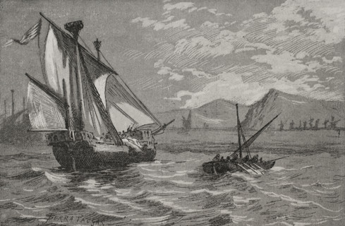The Catalan-Aragonese squadron in Salou, Conquest of Majorca by King James I (1208-1276), 1890.  Creator: Joan Serra y Pausas.