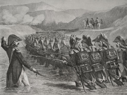 French Revolutionary Wars: Italian campaign - Battle of Valvasone or Tagliamento (16 March 1797). Creators: Hippolyte de la Charlerie, Brugnot.