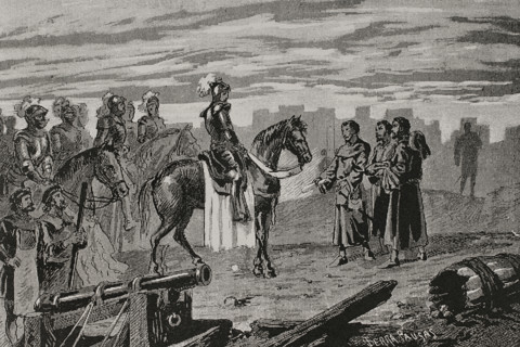 Catalan Civil War (1462-1472): Surrender of the city of Gerona (Girona)...1 June 1469 (1890). Creator: Joan Serra y Pausas.