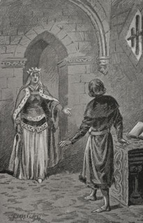 The Queen consort of Aragon Juana Enríquez (1425-1468) visits Charles, Prince of Viana..., 1890.  Creator: Joan Serra y Pausas.