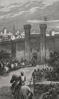 The king before the gate of Valencia, 1890.  Creator: Joan Serra y Pausas.