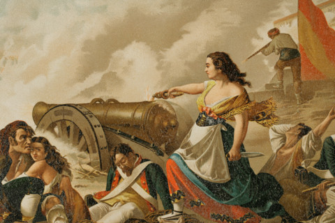 Agustina Zaragoza Doménech, (1786-1857), Heroine of the Peninsular War (1808-1814)...1892.  Creator: Unknown.