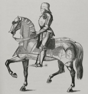 Armoured and mounted knight at war, 15th century, 1877.  Creator: Unknown.