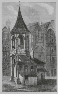 Pillory at Les Halles, Paris, France, 1670, (1878).  Creators: Jules Jean Marie Joseph Huyot, Anon.