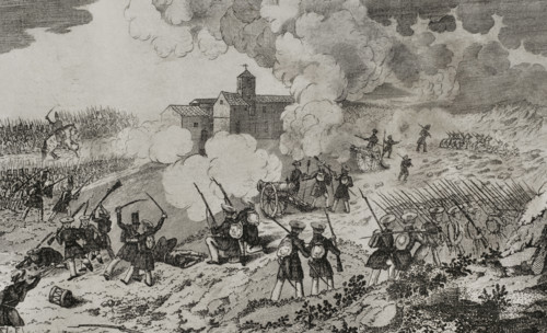 First Carlist War, (1833-1840), Action of Larrasoaña, (24 June 1836), Navarre, 1845.  Creator: Jose Gomez.