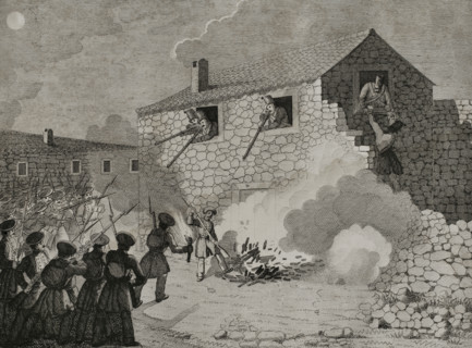 First Carlist War, (1833-1840): Attack of a house near Guernica (Biscay), 1842. Creator: Pedro Celestino Mare.