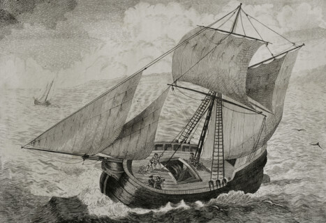 First Carlist War, (1833-1840): Don Carlos sailing to France, 1842.  Creator: Jose Gomez.