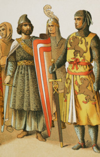 History of France; Warriors, 1100, (1884). From  "Historia Universal" by César Cantú, Vol V, 1884. Creator: Unknown.