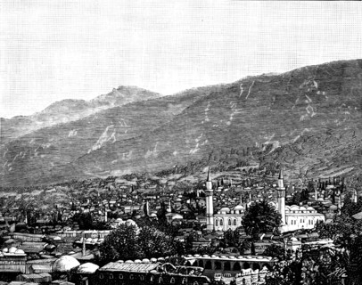 Broussa, in Asia Minor, the ancient Turkish capital: bird’s-eye view of Broussa, 1890. Creator: Unknown.
