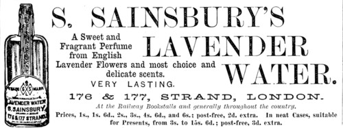 Advertisement for S. Sainsbury's Lavender Water, 1890. Creator: Unknown.