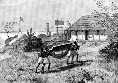 Portuguese in East Africa: signalling post for steamers, and Senhor Pinto’s house, Chilvane..., 1890 Creator: Amedee Forestier.