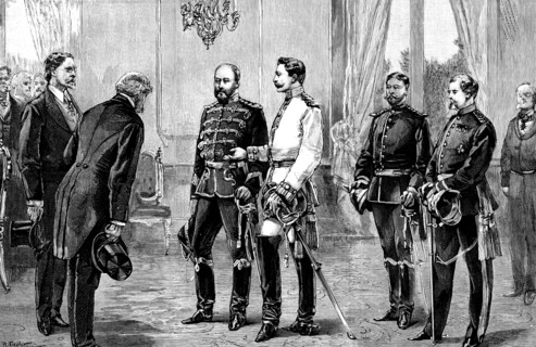 Members of the Labour Conference at Berlin presented to the Prince of Wales, 1890. Creator: R. Taylor.