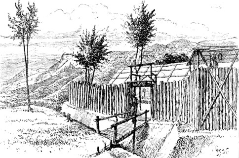 The Lushai Expedition: main entrance of Fort Langleh, with quarter guard, 1890. Creator: Unknown.