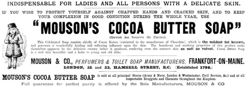 Advertisement for "Mouson’s Cocoa Butter Soap", 1890.  Creator: Unknown.