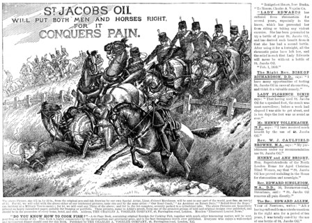 Advertisement for St. Jacob’s Oil, 1890. Creator: Unknown.