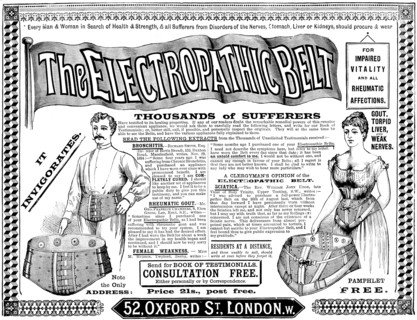Advertisement for the Electropathic Belt, 1895. Creator: Unknown.