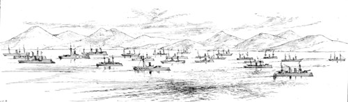 Ta-Lien-Whan Bay, with the Japanese Fleet, (1895). Creator: Carl Hentschel.