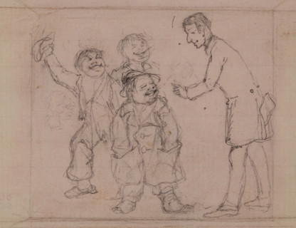 Man and Three Boys, c1820-1865. Creator: David Claypoole Johnston.