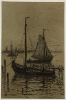 Boats on the Zuiderzee, between 1860 and 1924. Creator: Carel Nicolaas Storm.