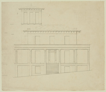 Front Elevation of Proposed Villa at Catskill, between 1840 and 1841. Creator: Thomas Cole.