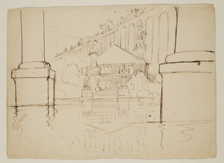 Architectural Fantasy, Study for THE ARCHITECT'S DREAM, c1839. Creator: Thomas Cole.