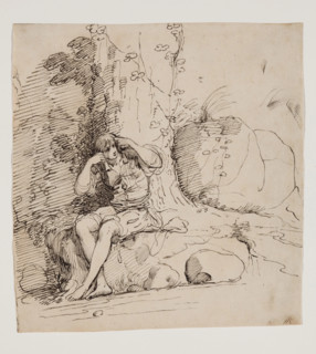 Young Person Seated by a Tree, 1777. Creator: John Hamilton Mortimer.