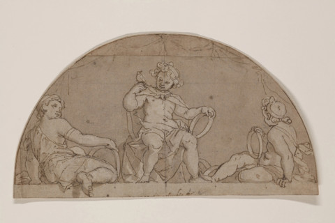 Study for a Lunette with Three Youths Holding Rings, between late 16th and early 17th century. Creator: Unknown.