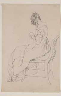 Young Woman Sewing, between 1800 and 1850. Creator: Unknown.