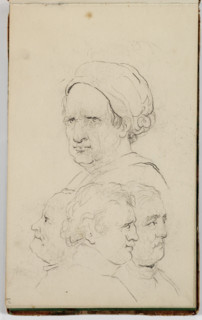 (Untitled, study of a man's head from four viewpoints), between 1820 and 1848. Creator: Thomas Cole.