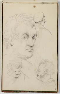 (Untitled, Four Studies of a Man's Head), between 1820 and 1848. Creator: Thomas Cole.