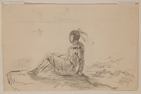 Indian Seated Overlooking a Lake, c1820-1848. Creator: Thomas Cole.