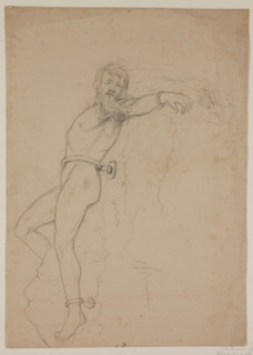 Figure Study for Prometheus, 1846 or 1847. Creator: Thomas Cole.