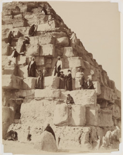 Posing for Pictures on the Great Pyramid at Giza, between 1860 and 1900. Creator: Zangaki.