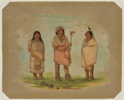 Left Hand with His Wife and Son, 1841. Creator: George Catlin.