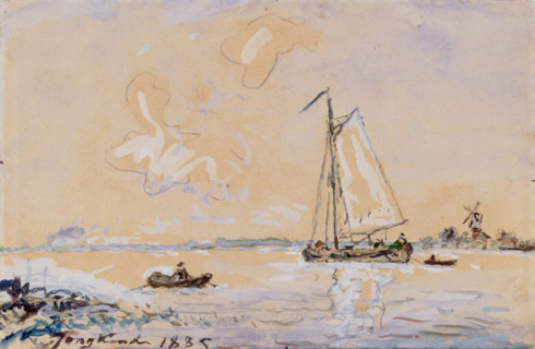 Boats on a River, 1885. Creator: Johan Barthold Jongkind.