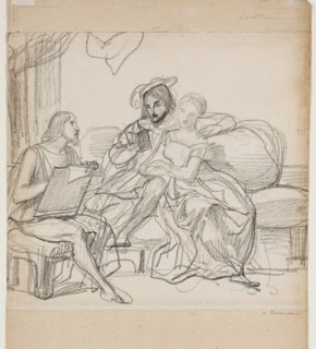 Leonardo da Vinci and Francis I, between 1800 and 1857. Creator: Achille Deveria.