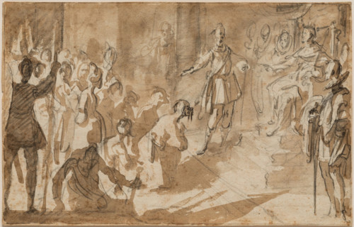 Admiral Inghirami Presenting Berber Prisoners to Ferdinand I of Tuscany, between 1615 and 1620. Creator: Jacques Callot.
