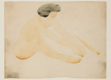 Seated Female Nude with Black Hair, between 1840 and 1917. Creator: Auguste Rodin.
