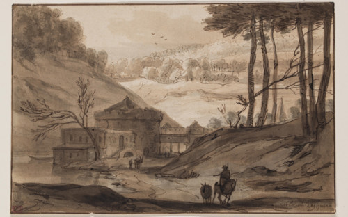 Landscape with Fortress and a Man on Horseback, after 1640. Creator: Roelandt Roghman.