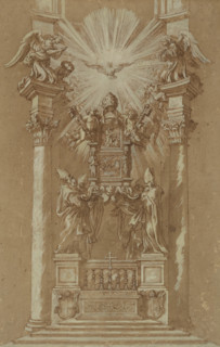 Study for St. Peter's 'Cattedra', 1658. Creator: Workshop of Gian Lorenzo Bernini (1598-1680).