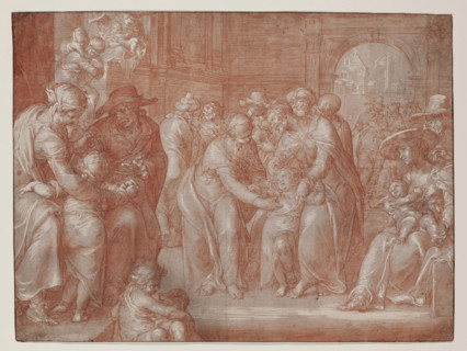 Suffer the Little Children to Come Unto Me, c1621. Creator: Joachim Anthonisz Wtewael.