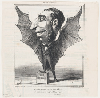 Je suis oiseau, voyez mes ailes, 1869.  Creator: Honore Daumier.